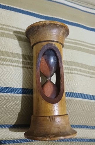 Vintage wooden hourglass sand - wooden,