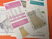 Mini Pug Pet Dog pattern cross stitch chart only / M21