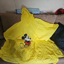 Disney World Waterproof Rain Poncho Adult Yellow Mickey Mouse X 2 side poppers