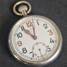 Vintage metal gents Military 15 jewels Pocket Watch Working c1920 ref4286