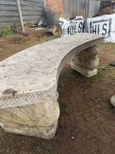 Curved Stone Bench With Lion