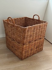 Natural Willow/Wicker Square Storage/Log/Retail Basket Ex Large Handles 60cm