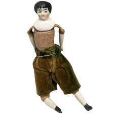 Antique China Head, Male Doll House Doll, 4½” 1890