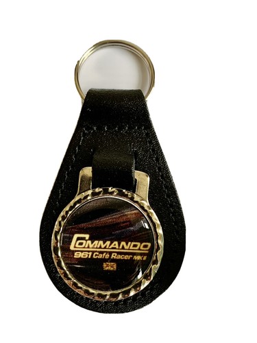 Black leather keyring fob - black,