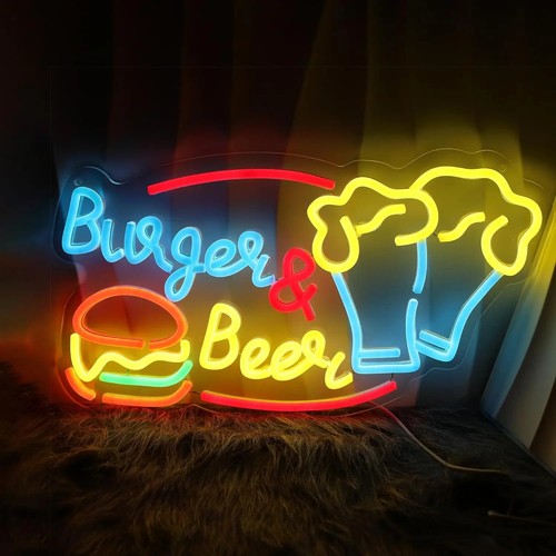 Burger beer neon - burger, &