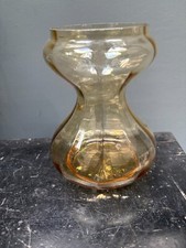 Vintage pale amber glass ribbed hyacinth bulb vase