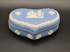 Vintage Wedgwood Pale Blue Jasperware Heart Shaped Trinket Box