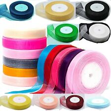 15mm, 10mm, 12mm 20mm 25mm 38mm Organza Ribbon 45 Mtr each Buy 2 &3rd Free Add 3