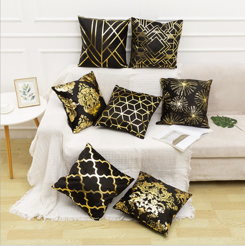 Gold polyester cushion - cushion, cover