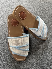 Chloe Shoes Womens Size 39 Brown White Slide Sandals Made Italy Lace Logo Flats