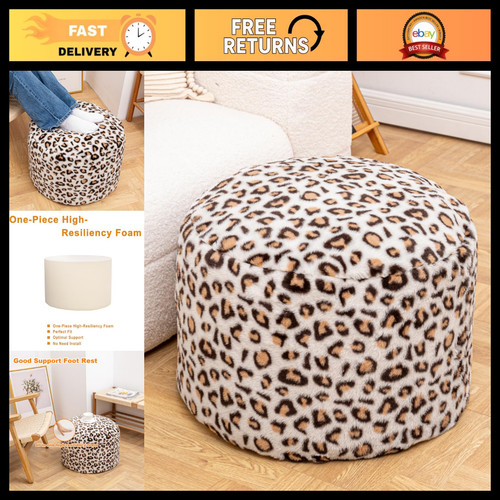 Leopard print pouf ottoman - leopard,
