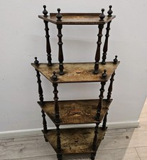 Victorian Walnut & Inlaid Four-Tier Étagère / Whatnot Late 19th Century Italian