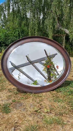 Antique oval mirror dark - oval,