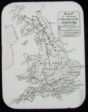 Glass Magic Lantern Slide CONVERSION OF THE HEPTARCHY MAP C1890 BRITAIN