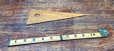 Antique 19th Century Boxwood Drafting Triangle and Boxwood Folding 24” Ruler wit