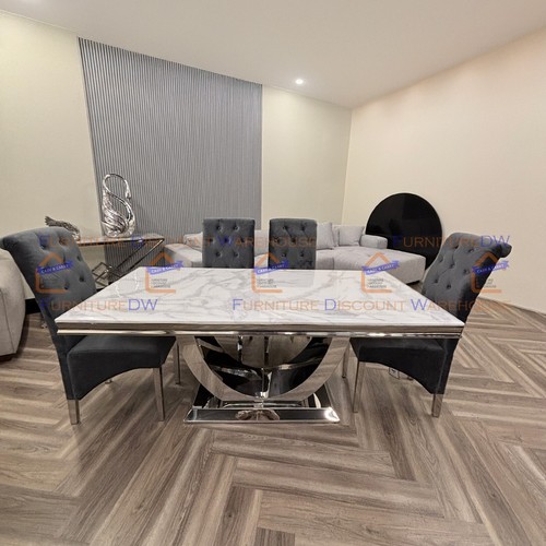 Arial white marble dining - 1.8m,