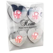 4 x Metal Heart Photo Frame Hanging Decorations, Valentines, Xmas,Couple