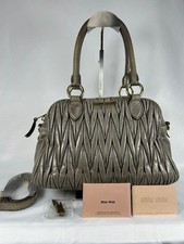 Miu Miu Matelasse Gray Shoulder Bag Accessories Used Good Condition