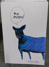 Original Art Roman Wilk ---- Blue Sheep -- Drawing --- Unique