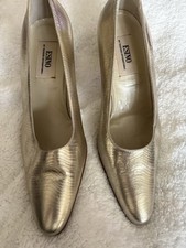 Gold High Heeled Leather Vintage Shoes Size 6 ￼