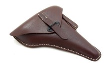 German Army WW2 Luger P38 Brown Full Leather Holster Repro Hard Shell Pistol
