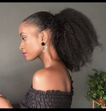 Synthetic Afro Puff Drawstring Ponytail Extension Black Women Short Afro Curly