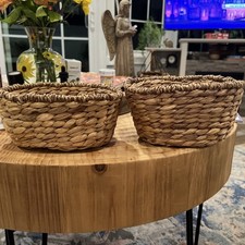 Two Oval Small Wicker Baskets