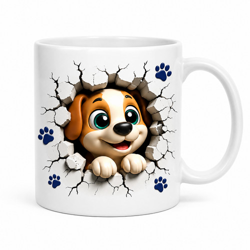 Dog mug white ceramic - mug,