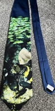 Mens 100% Silk 2004 Ralph Marlin Lots of Fishes Green Blue Mix Fish Necktie Tie