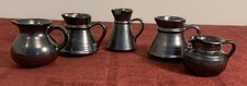 Bundle Of 5 Mini / Small Prinknash Pottery Gun Metal Grey Milk Jugs 5cm - 7.5cm