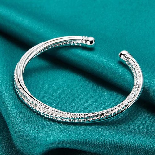 Silver torque cuff - silver, shiny