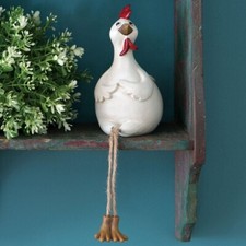 Bits and Pieces - Chicken Shelf Sitter - Polyresin Hand-Painted Hen Ornament
