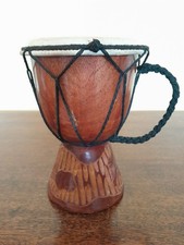 Vintage North or West African Djembe Drum - Hand Carved - Height: 20 cm