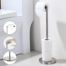6 PAPER ROLL S/STEEL FREE STANDING 2 IN 1 BATHROOM TOILET ROLL HOLDER DISPENSER