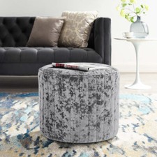 Crushed Velvet Round Footstool