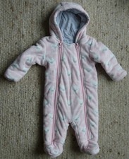 M&S MARKS SPENCER PINK SNOWSUIT ROMPER SNOW SUIT 3-6 MONTHS - VGC