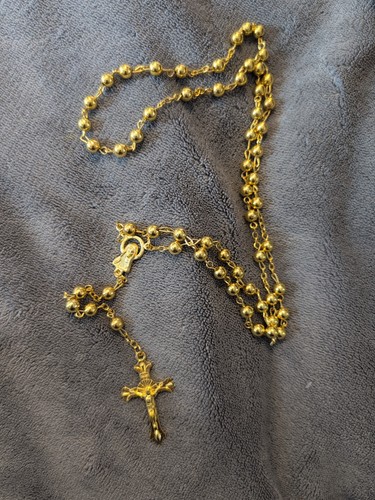 Gold tone rosary - gold, beads