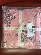 Next Women's Pink Leopard Star 100% Cotton Long Sleeve Pyjamas Extra Large 18-20