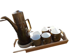 vintage British Anchor brown retro ceramic  coffee pot  set