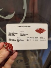 3ct Sunset Ruby With White Sapphire Accents 9k Yellow Gold Ring Size M1/2 BNWOT 