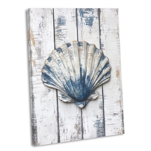 Rustic blue seashell - blue, canvas