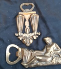 2 x Vintage Brass Bottle Openers Zodiac Scales  Water Bearer Aries/Aquarius 4in