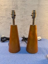 Lumess Teak Table Lamp Pair