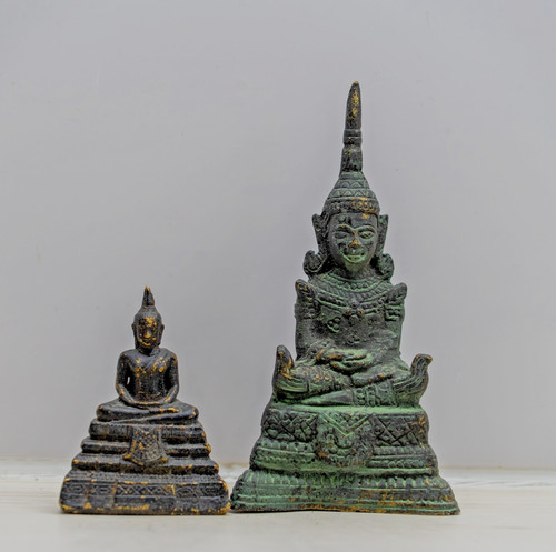 Two antique bronze - bronze, buddha