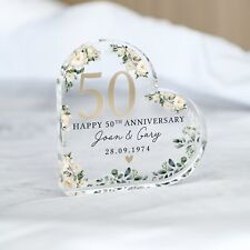 Personalised Floral 50th Anniversary Gift, Golden Anniversary Plaque