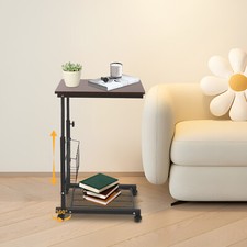 Adjustable Bed Side Table, Side Table with Wheels, Mobile Standalone Table