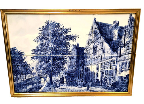 Vintage framed dutch delft - dutch,