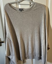 Phase Eight Ladies Oversized Batwing Jumper Size L Beige Cotton Cashmere Blend