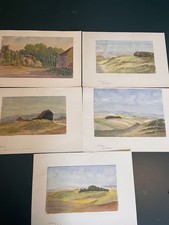 Set of original watercolour paintings The Downs near Falmer, Rodmel, Lewes 1912