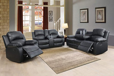 NEW Black Leather 3PC Sofa